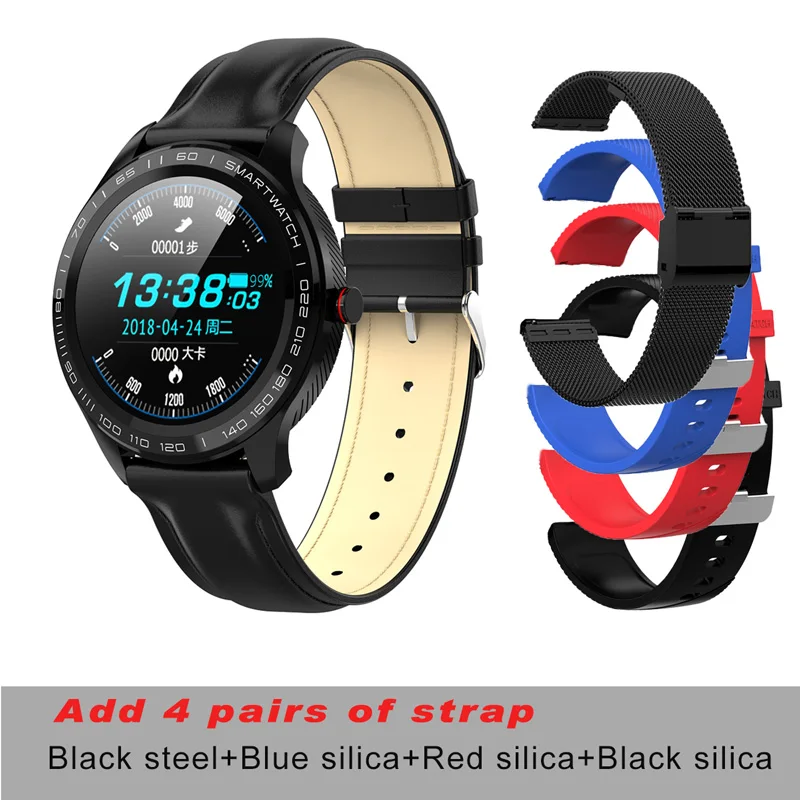 Смарт-часы L9 ECG PPG, мужские спортивные Смарт-часы с Bluetooth, Смарт-часы, водонепроницаемые, IP68, кровяное давление, кислородная кожа, часы для женщин - Цвет: bk lea ad 4p strap