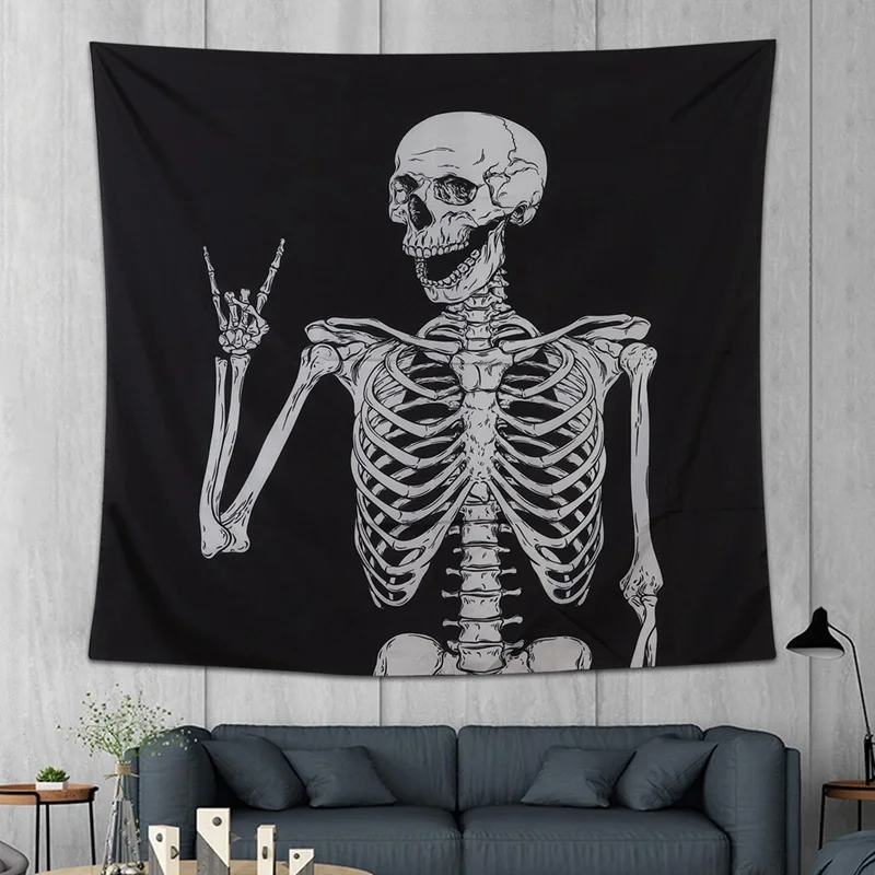 Гобелены на Хэллоуин Череп Скелет рулон череп настенный гобелен украшение комнаты стены искусства черный белый 1 шт