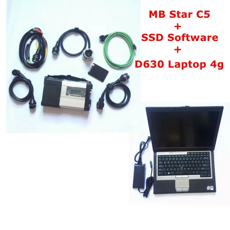 201912 MB Star C5 con laptop D630 4g MB Sd C5 conectar herramienta de diagnóstico compacta con wifi