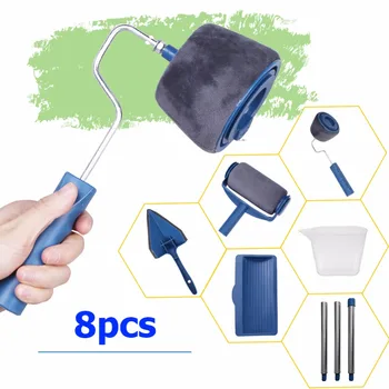 

8pc/set Multifunctional Wall Decorative Paint Roller Corner Brush Handle Tool DIY Household Easy to Operate Painting Brushes Kit