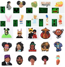 Original PVC Shoe Buckle Accessories DIY Black Girl Bad Bunny Dollar Shoes Decoration JIBZ for Croc Charms Bracelets Kids Gift