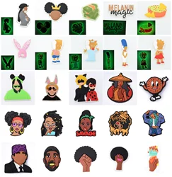 Original PVC Shoe Buckle Accessories DIY Black Girl Bad Bunny Dollar Shoes Decoration JIBZ for Croc Charms Bracelets Kids Gift