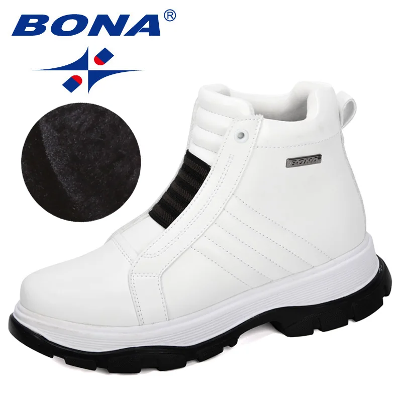 Goede BONA 2019 Nieuwe Ontwerpers Dikke Hak Vrouwen Laarzen Solid Winter Enkellaarsjes Motorfiets Botas Ronde Neus Warm Vrouwen Schoenen Comfortabele