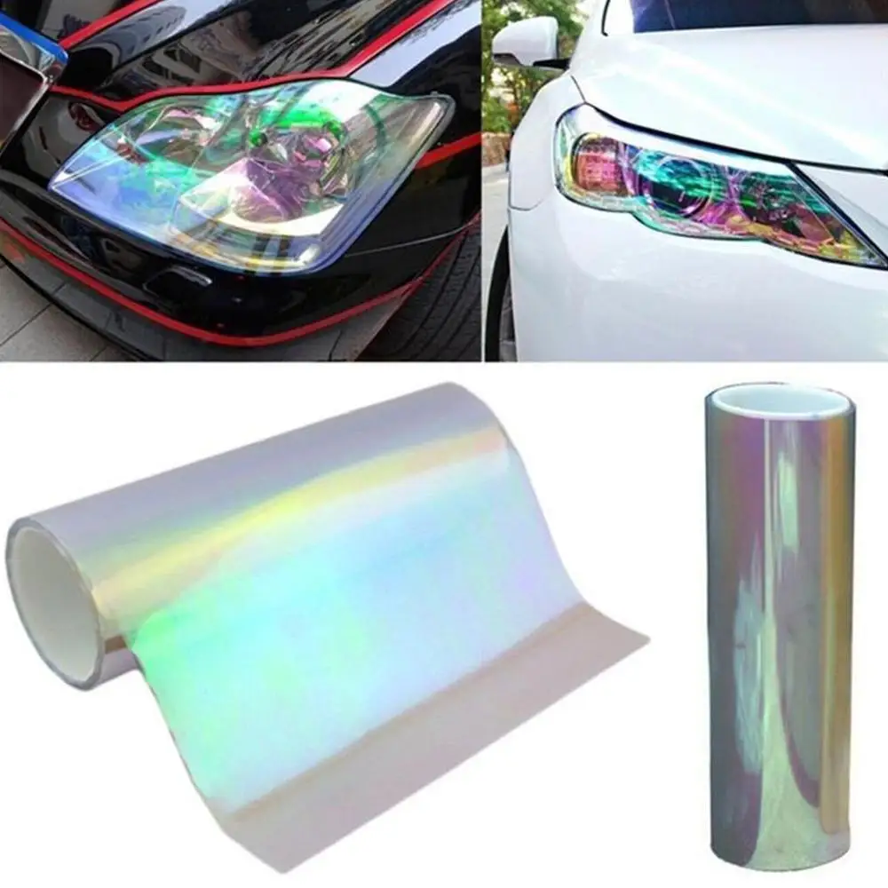 Vosarea 100X30Cm Car Headlight Protective Film Chameleon Color Changing Tint Vinyl Wrap Multicolor Transparent 