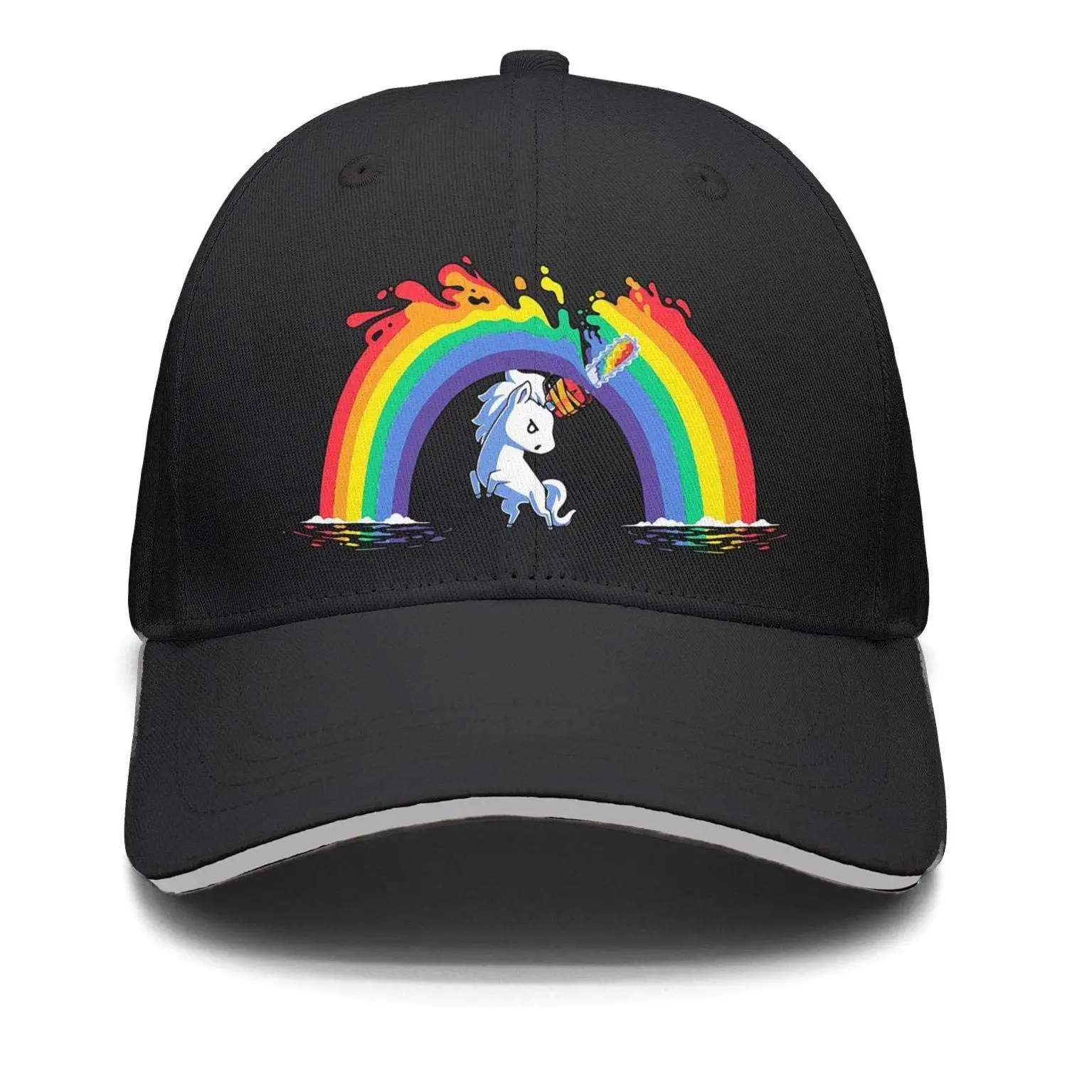 Gay Pride Радужный Флаг Единорог мужские хипстерские Регулируемые Сетки Папа хлопок Бейсболка Шапки