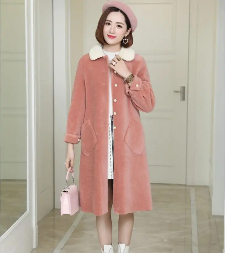 Real Fur Coat Mink Fur Collar Wool Jacket Autumn Winter Coat Women Clothes Sheep Shearling Korean Tops Abrigo Mujer ZT3668