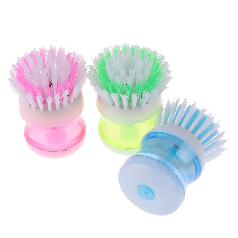 

Kitchen Washing Utensils Pot Dish Brush With Washing Up Liquid Soap Dispenser Easy to use dishwasher