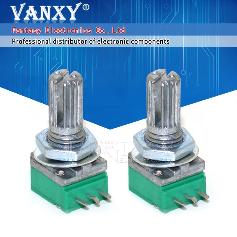 Rotary Potentiometer 5pcs RK097N 5K 10K 20K 50K 100K 500K B5K with a switch audio 3pin shaft 15mm amplifier sealing potentiometer adjustable resistor