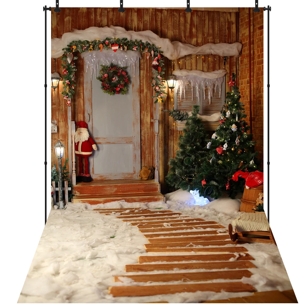 

Winter Merry Christmas Backdrop Photography for Party Christmas Decoration Wood House Vinyl Background Photo Studio Photophone