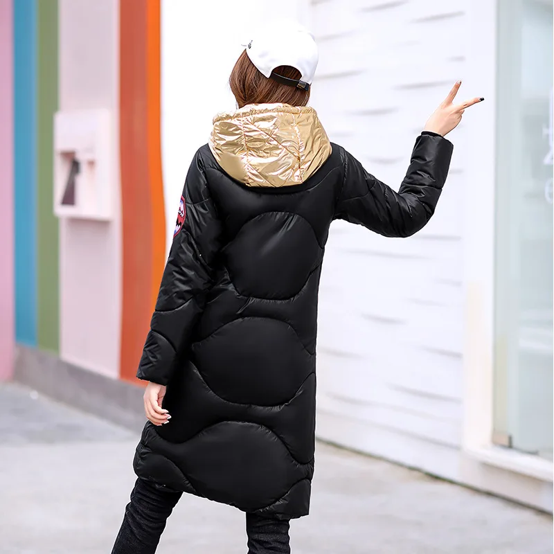 

2019 Korean-style Hooded Long Versatile Street Goddess-Cotton-padded Clothes Lightweight Cotton Coat