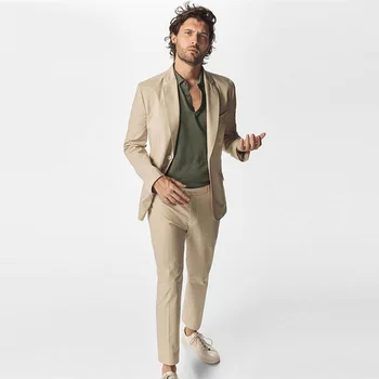 

Slim Fit Casual Men Suit Blazer Wedding Tuxedos Groom Wear 2 Pieces (Jacket+Pants) Terno Groomsmen Party Casual Suit