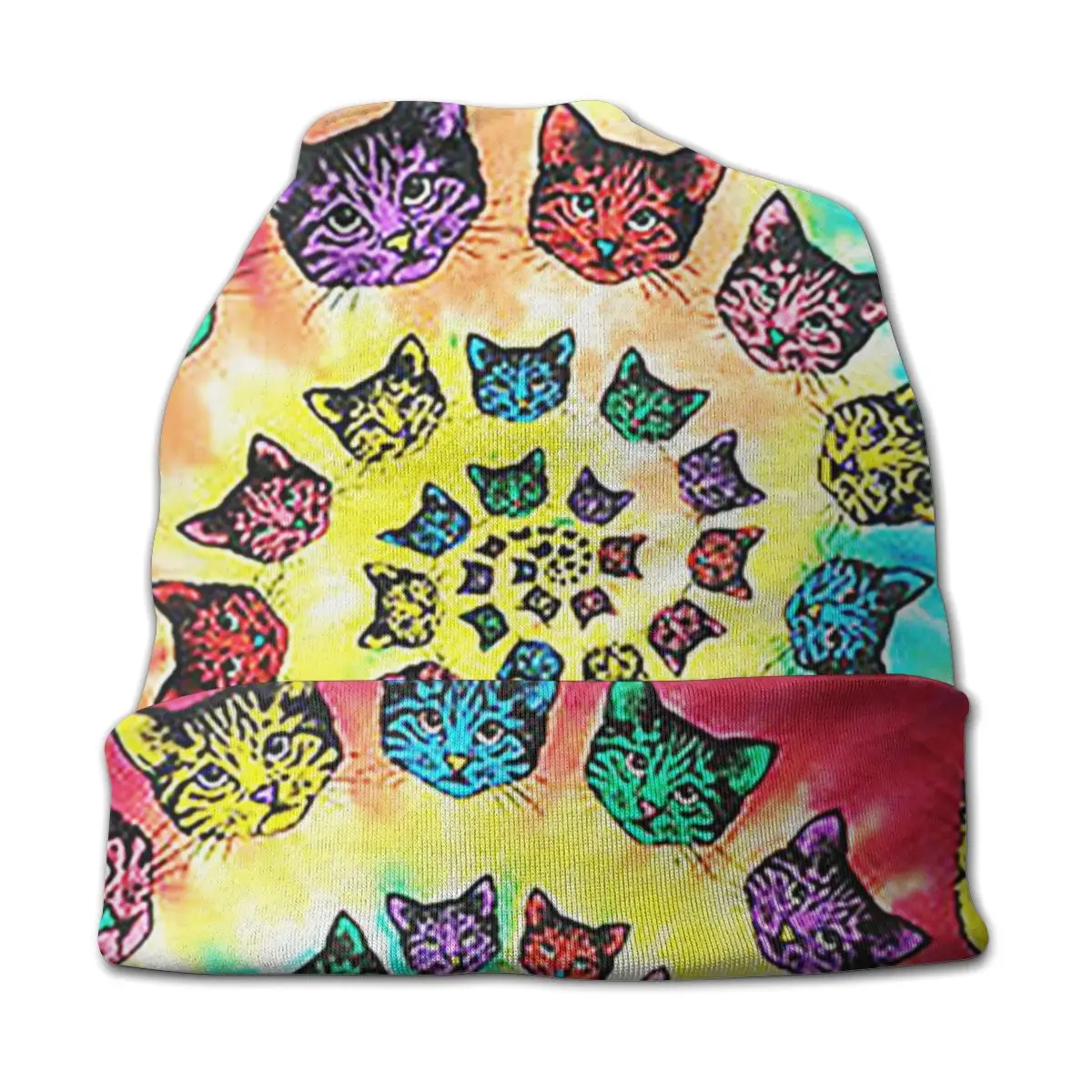 Спиральные коты Tie-Dye унисекс взрослая Повседневная шапочка зимняя теплая вязаная Лыжная шапка с рукавом Skully Beanies