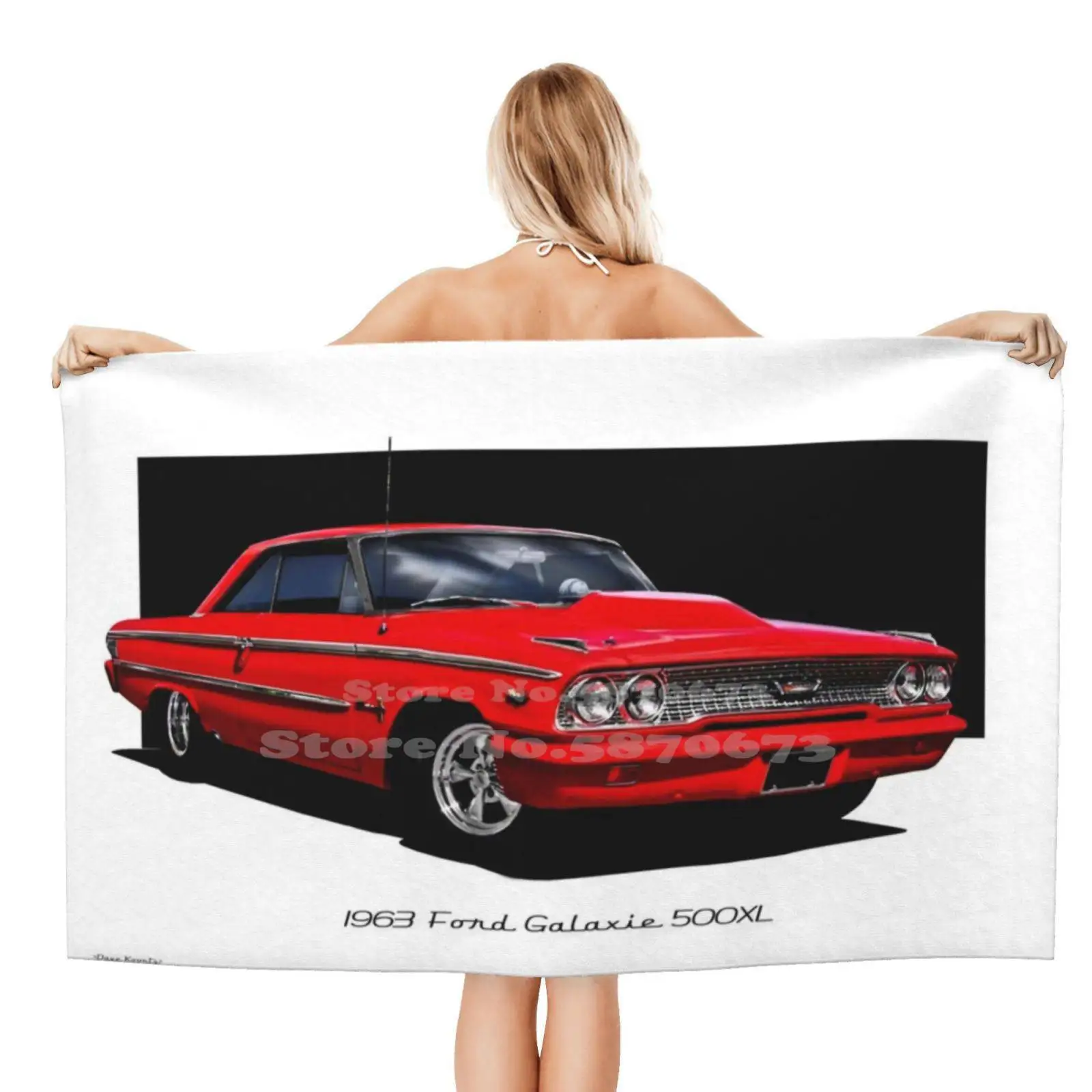 1963 Ford Galaxie 500Xl Asciugamano Da Viaggio In Morbido Tessuto In Microfibra 1963 Galaxie 500Xl Galaxie Fairlane Ruote Personalizzate Cofano Scoop 