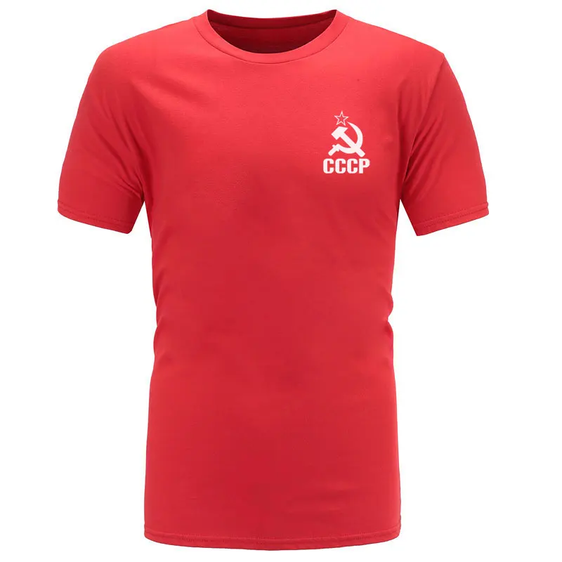 

European size CCCP Russian T Shirts Men USSR Soviet Union Man Short sleeve T-shirt Mens tshirs Cotton casual brand Tops Tees