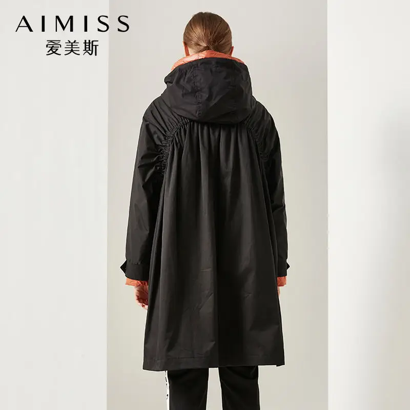 AIMISS/ пуховик очень плотная теплая(съемная подкладка) контрастный цвет, длинное пуховое пальто Повседневная зимняя верхняя одежда