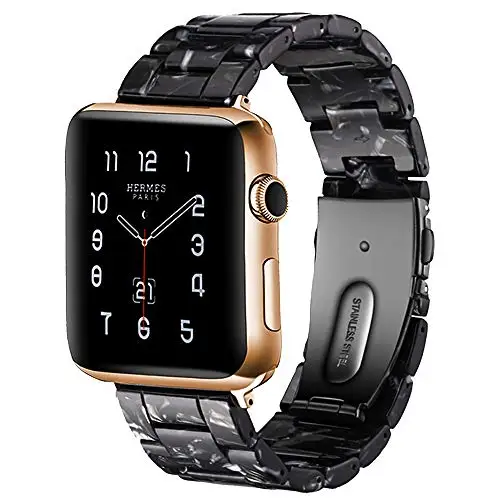 Ремешок из смолы для Apple watch 44 мм 40 мм iwatch 42 мм 38 мм Пряжка из нержавеющей стали ремешок для часов Браслет Apple watch 5 4 3 21 - Цвет ремешка: black bloom