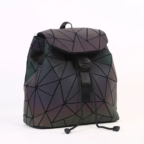 

Fashion Women Luminous Backpacks Female Shoulder Bag Girl Daily Backpack Geometry School Folding Bag Travel School Bags Hologram