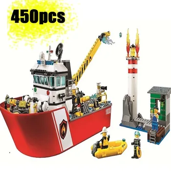 

10830 City Fire Building Blocks Compatible Lepining FIRE BOAT DIY Model Bricks Ship Kids Ideas Toys Gifts