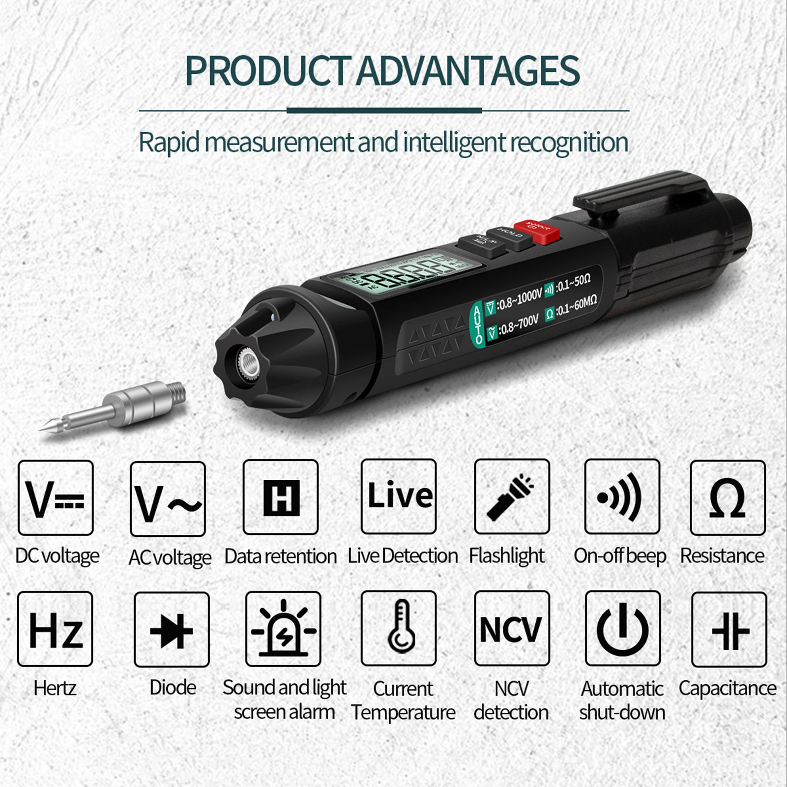 ANENG A3007/3008 Pen 6000 Counts Digital Multimeter Meter Tester NCV Auto-off Voltage Current Resistance capacitor tester