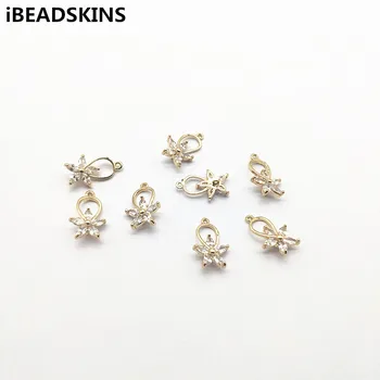 

New arrival! 11x11mm 50pcs Copper/Zircon Flower Connectors for Jewelry Findings Necklace Earrings parts,hand Made Jewelry DIY