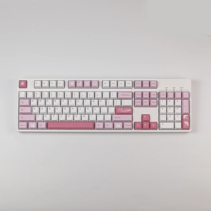 Gmk Hazakura Keycaps Grupo Pbt Dye Subbed Perfil Cherry Keycap com 3u Barra de Espaço 7u Iso Enter para Layout ue 141 Chaves - Imagem 6