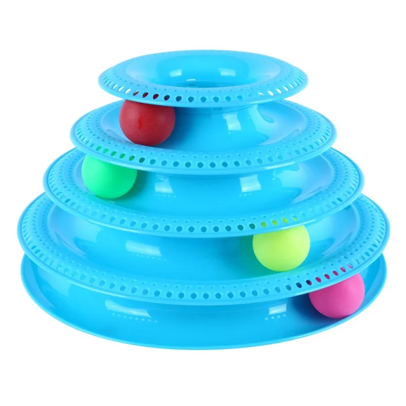 Funny Pet Toys Cat Crazy Ball Disk Interactive Amusement Plate Play Disc Trilaminar Turntable Cat Toy Z