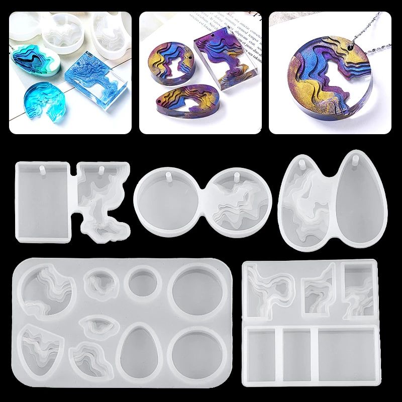 Molde de resina epoxi cristal DIY, molde de silicona con colgante para collar, Isla, terraza, Cuadrado y Redondo|Material y de joyería| - AliExpress