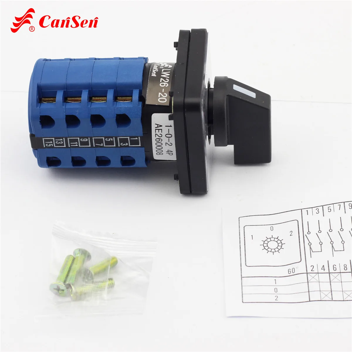 CANSEN LW26 20 Ith 20A поворотный кулачковый переключатель 3 позиции 1 0 2 Переключатель 4