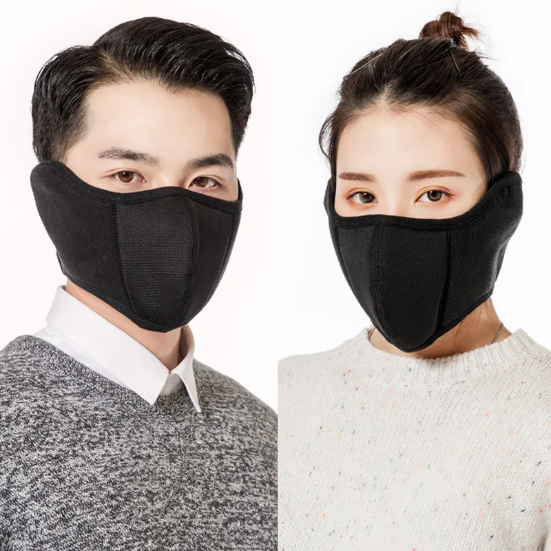 

2-in-1 Cycling Mask Thickened Warm Fleece Earmuffs Three-dimensional Face Ear Mask FK88