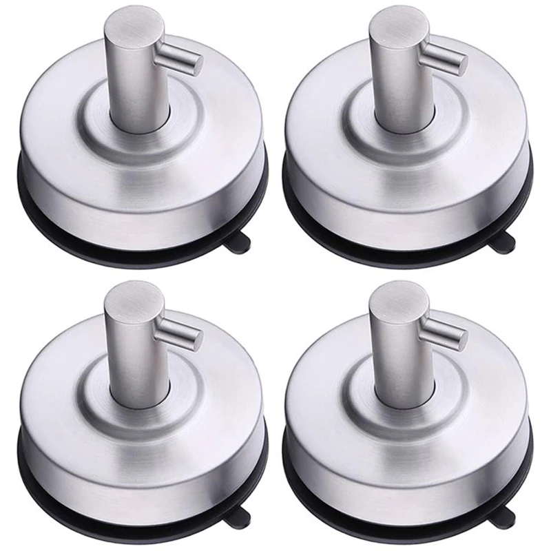 

4 Pieces Wall Hook Stainless Steel Suction Cup Hanger Hook Wall Hook Hook Towel Key Coat Bag Hanger Vacuum Suction Wall Hanging