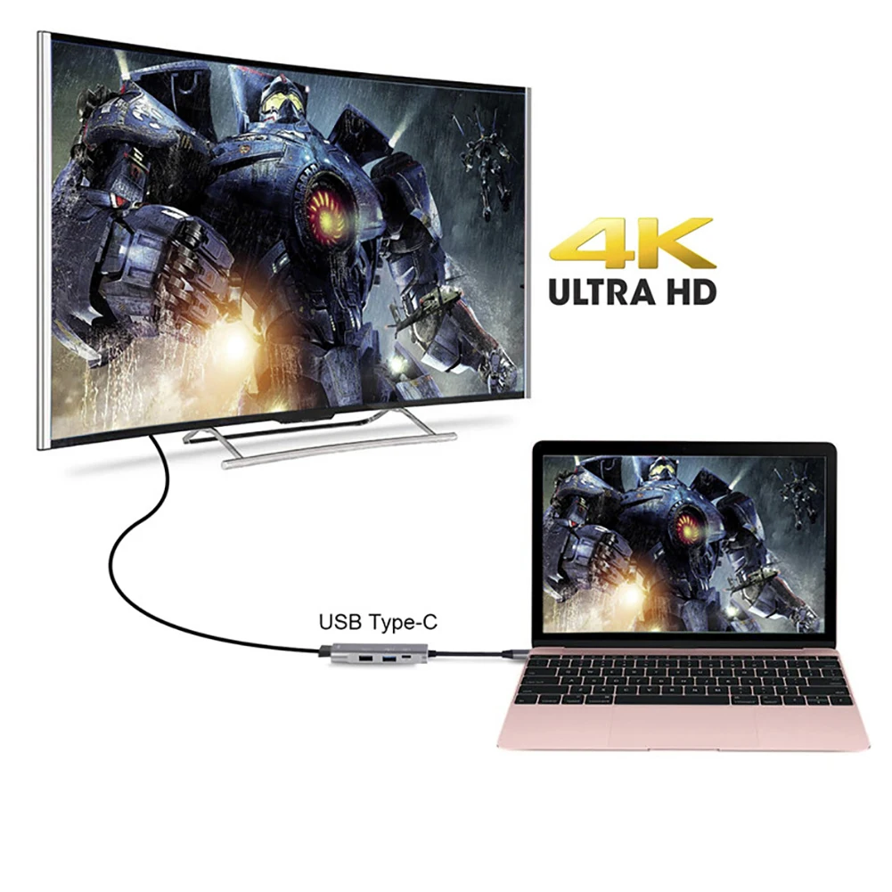 4 в 1 USB 2,0/3,0 type-C к HDMI концентратор многопортовый видеоадаптер для Mac Windows