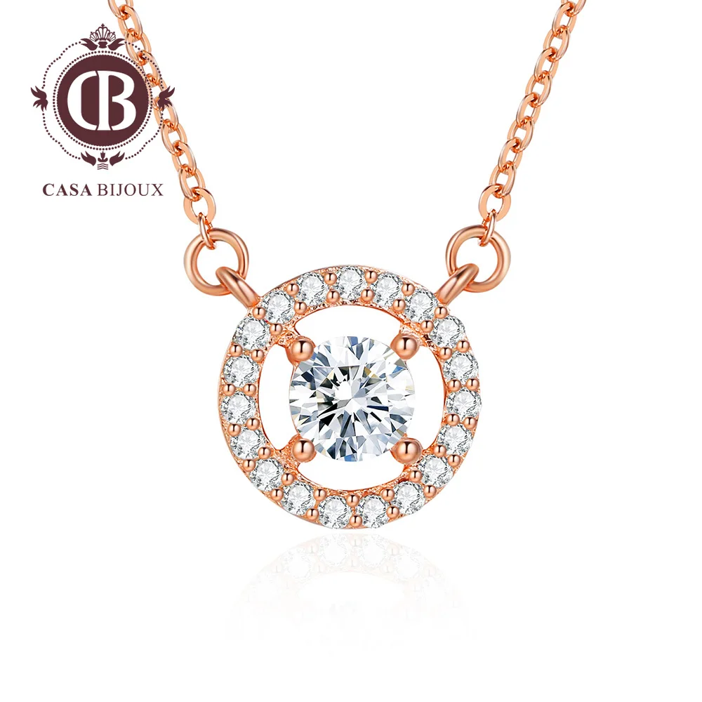 

CASABIJOUX Christmas Sparkling Dance Round Pendant Necklace with Zircon For Women Daily Holiday Fashion Jewelry