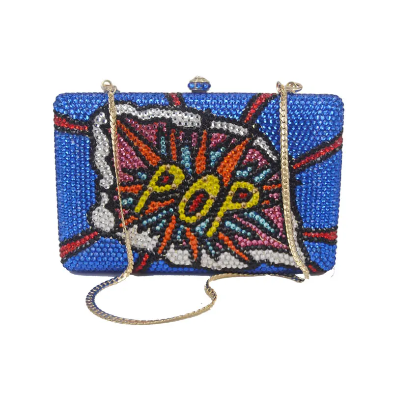 

Fashion Graffiti Letter Pattern Women Crystal Evening Handbags Metal Texture Small womens bags Chain Shoulder Bag Wedding Purse