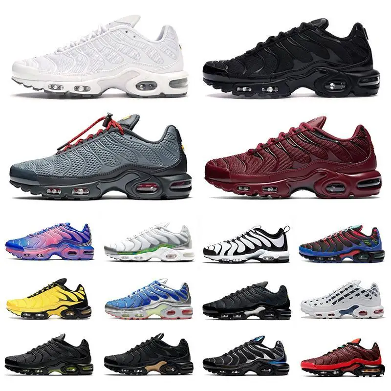 US $51.00 Toggle Lacing Tn Plus Mens Running Shoes Triple Black White 3 Volt Glow Trainers Team Red Men Sports Sneakers Zapatos Chaussures