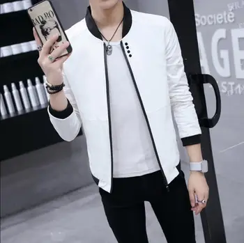 

2019 New Spring Autumn Casual Solid Slim Bomber Jacket Men Fashion Overcoat Baseball Jackets Men's Streetwear Jacket