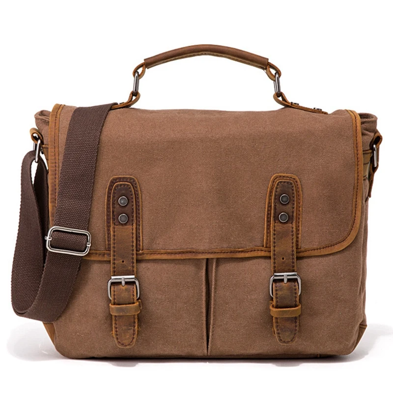 

ABDB-Vintage Canvas Bag Briefcase Europe And America Shoulder Messenger Bag