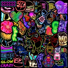 

10/30/50/100pcs Cool Neon Lights Graffiti Stickers Funny Random Bomb Sticker For Diy Phone Laptop Guitar Decal Decor Stickers
