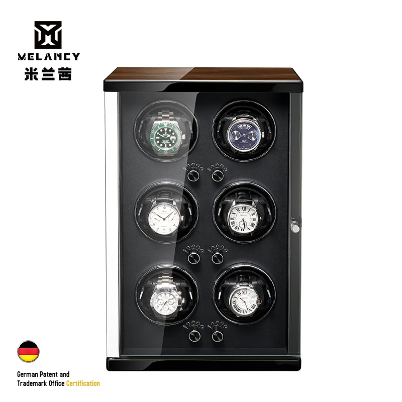 MELANCY Arrival Watch Winder for 6 Automatic Japanese Mabuchi Mute Motor Watches Storage Box Display Case Gift |