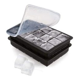 2pcs Silicone Ice Cube Mold Maker Easy Square Ice Cube Trays Molds Bar Accessories Pub Wine Ice Blocks Mould Kitchen Tools