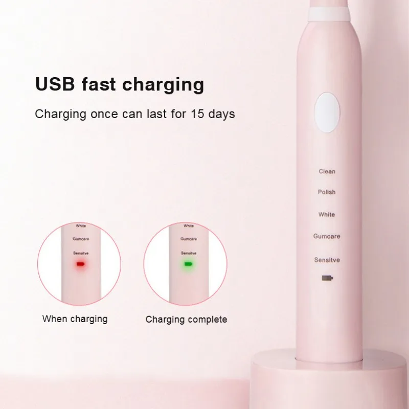 New 5 Cleaning Modes Charging Electric Toothbrush Oral Hygiene Cleaning Whitening Waterproof Sonic Vibration Electric Toothbrush
