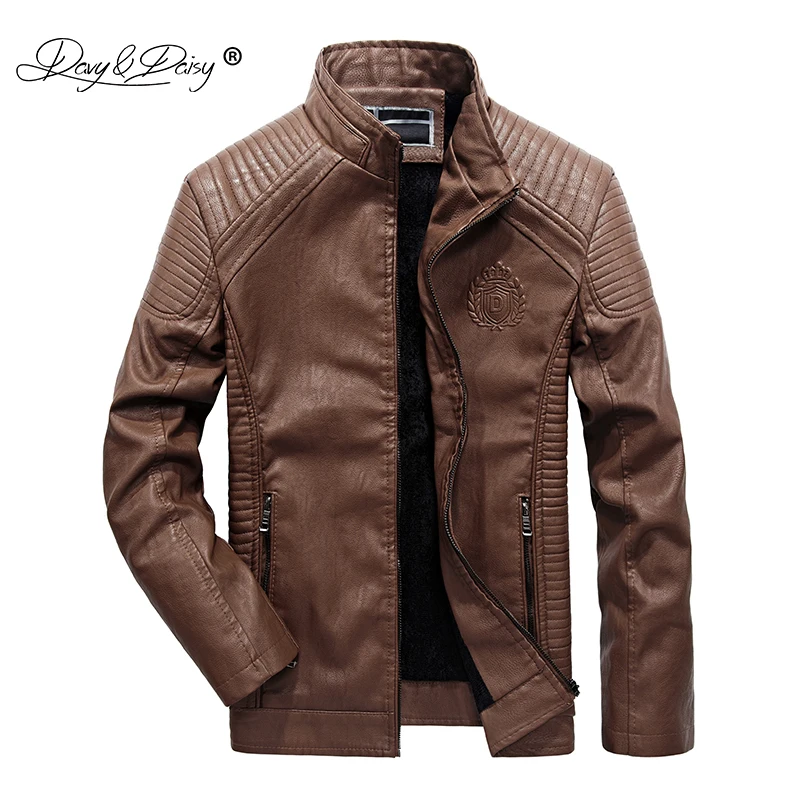 DAVYDAISY размера плюс 6xl Мужская мотоциклетная куртка из искусственной кожи повседневные Куртки из искусственной кожи Модные теплые толстые осенне-зимние пальто DCT-298
