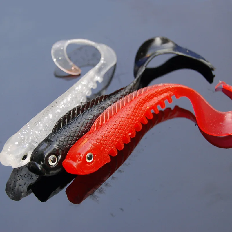 Long Tail Fish Soft Bait Fishing Lure 10cm/6.6g Worm Artificial Lures Screw  Belly Lot 3 Pieces
