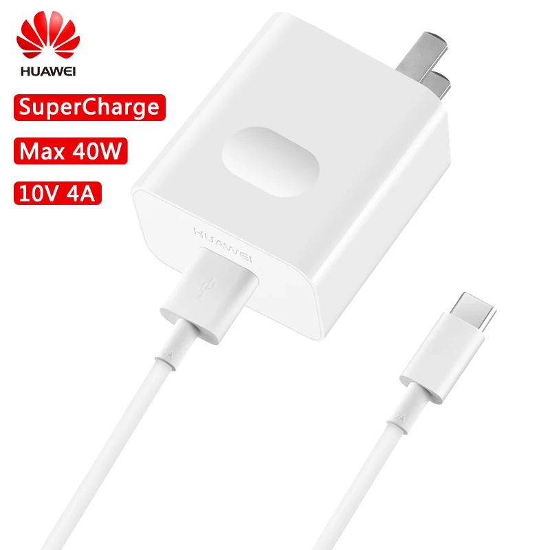 Оригинальное быстрое зарядное устройство huawei Supercharge Max 40W 10 V/4A 5 V/4A с кабелем 5A huawei P30 Nova 5 Pro mate 30 20 Pro honor Magic 2