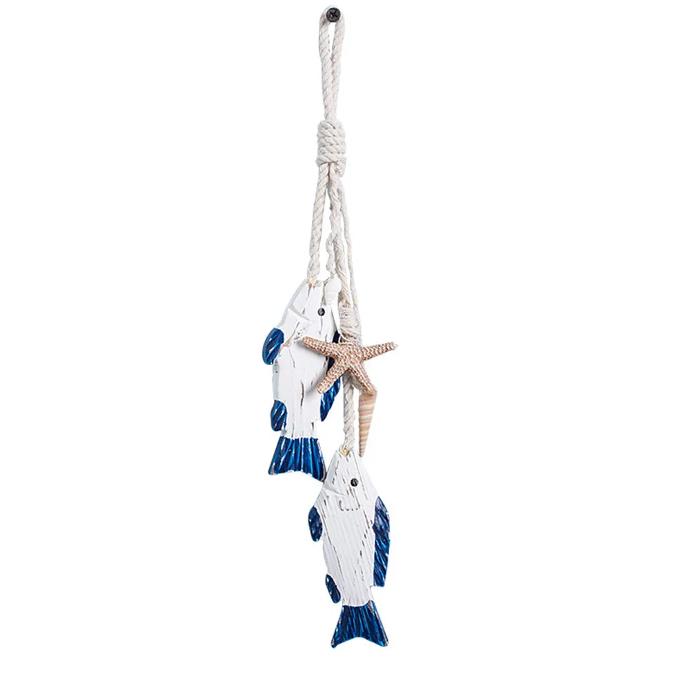 Wood carving small fish pendant Mediterranean home accessories fish skewer wall decoration mural