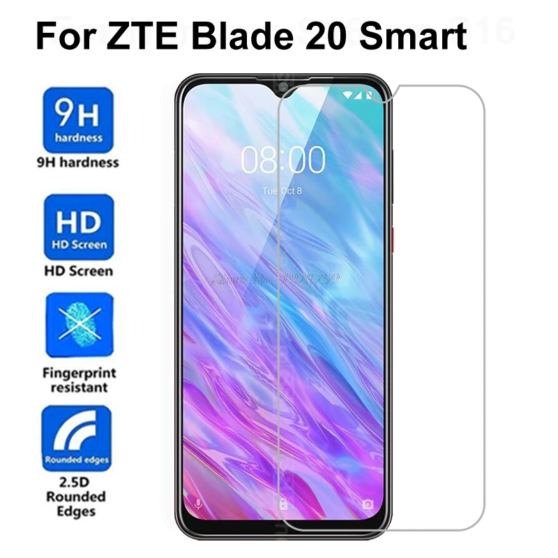 

2PCS Tempered Glass For ZTE Blade 20 smart 9H High Quality Protective Transparent Screen Protector Film For Blade 20 V1050 Film