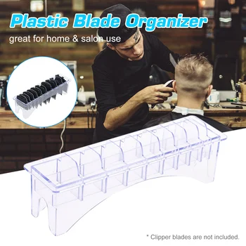 

Rectangular Plastic Blade Organizer for 10 Blades Storage Case Rack Clipper Comb Holder Salon Hairbrush Organizer Storage
