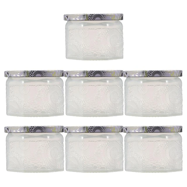 7pcs Candle Cups Embossed Glass Candle Containers Empty Round