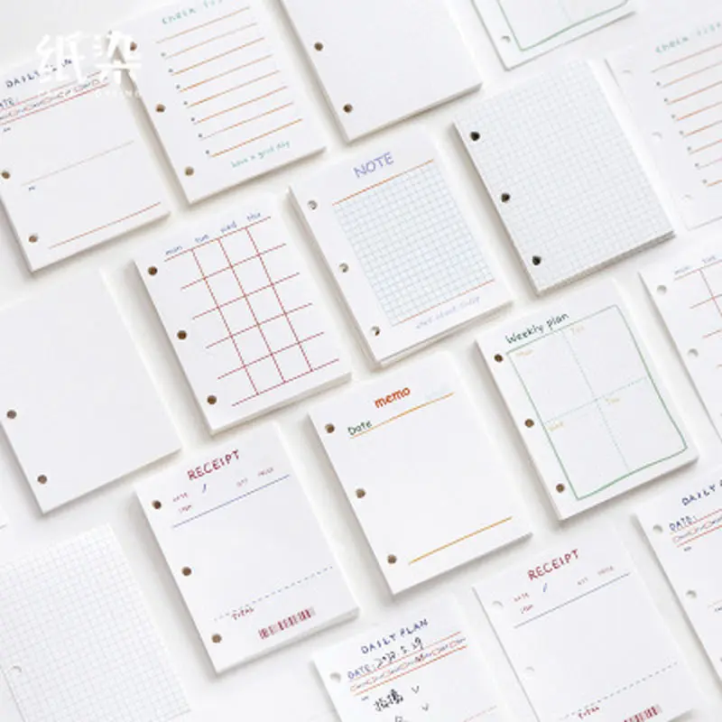 Yiwi-Mini Carpeta de hojas sueltas para libreta, 40 hojas, 60x80mm, 3 agujeros, páginas interiores para planificador diario transparente de PVC, páginas de relleno
