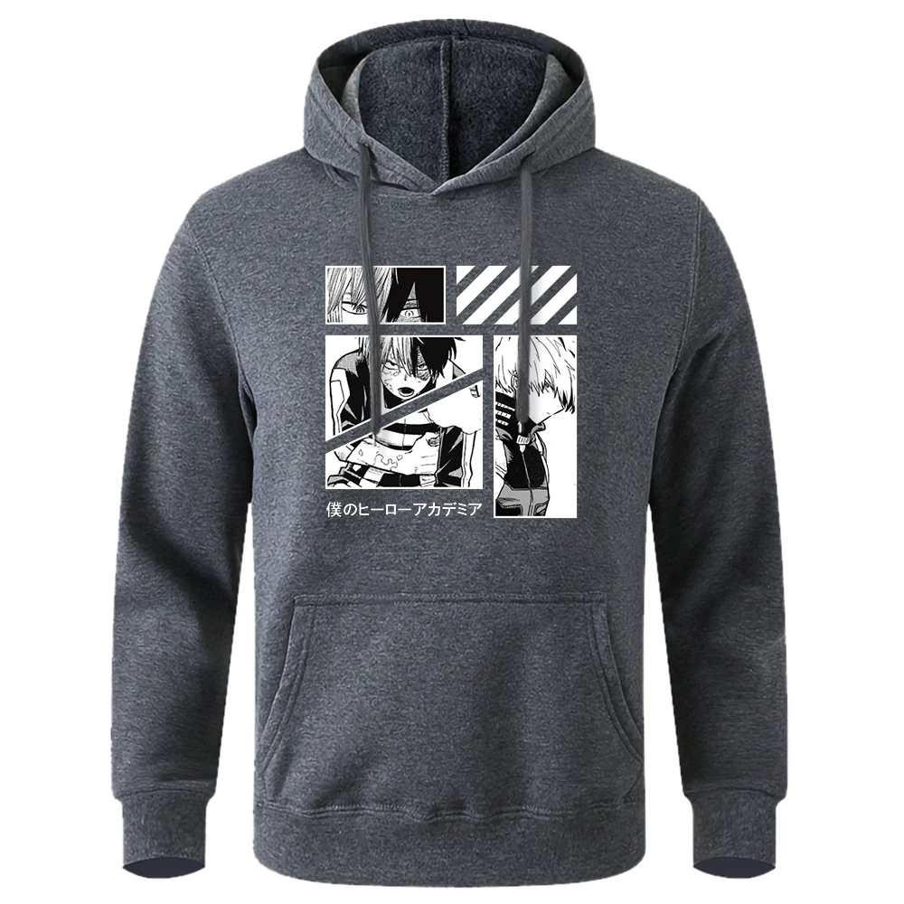 

My Hero Academia Todoroki Shoto Print Warm Hood Fleece Casual Hooded High-Quality Outdoor Mens Streetsweat Oversize Hood For Man