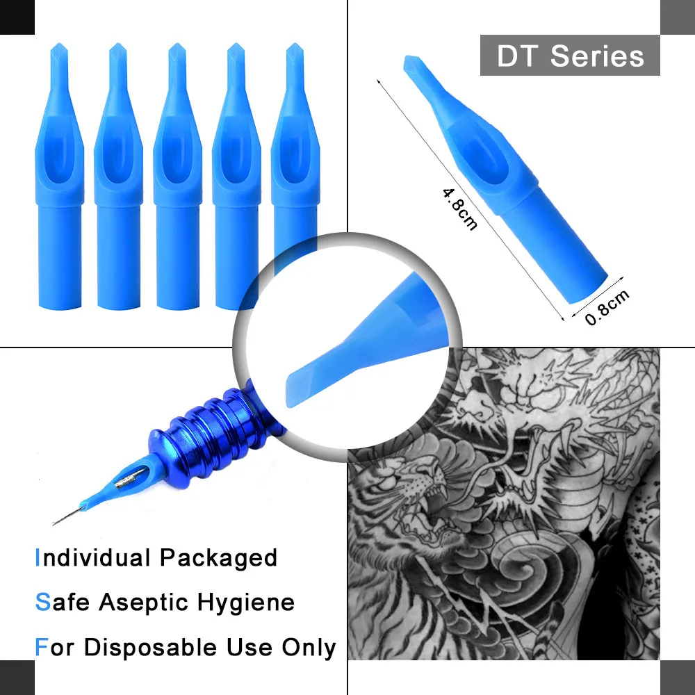 50pcs Tattoo Tips Disposable 3 DT 579DT RT FT Permanent Makeup Tattoo Caps sterilized Machine Tatuagem Acessorios Needle Tips